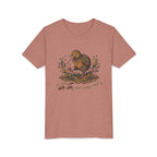 Youth Tee — Cute Kiwi Bird Splash “a little dirt never hurt” Kids Graphic Shirt