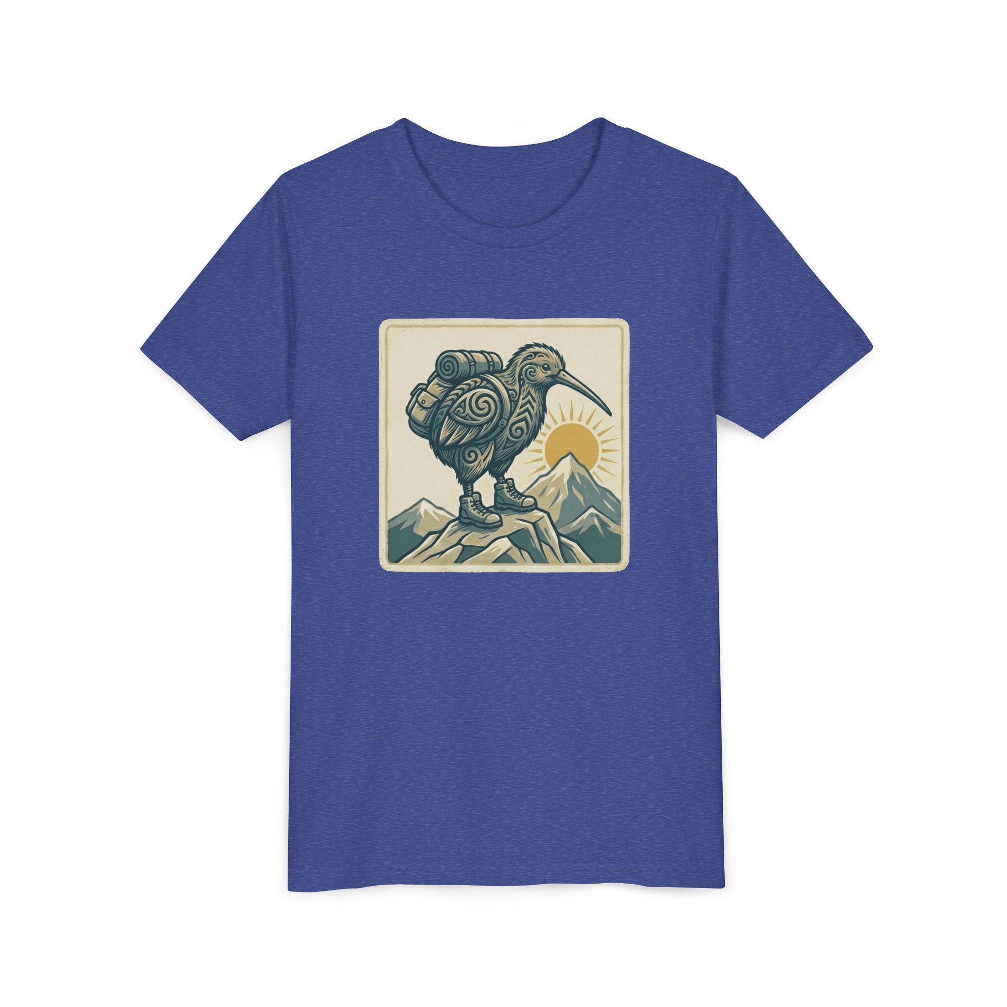 Youth Tee — Kiwi Bird on Mountains Graphic Shirt