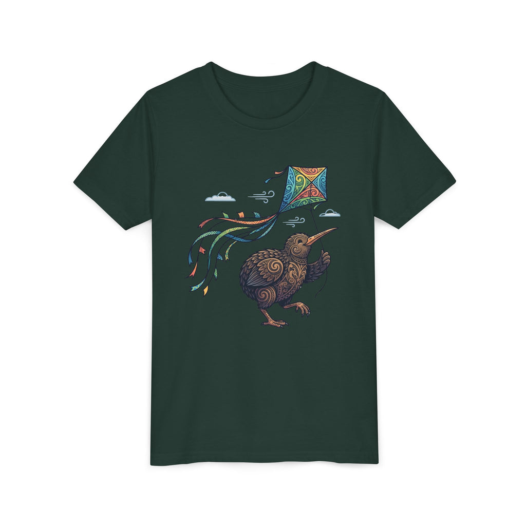 Kiwi Kite Kids Tee — Whimsical New Zealand Bird Graphic Youth Shirt