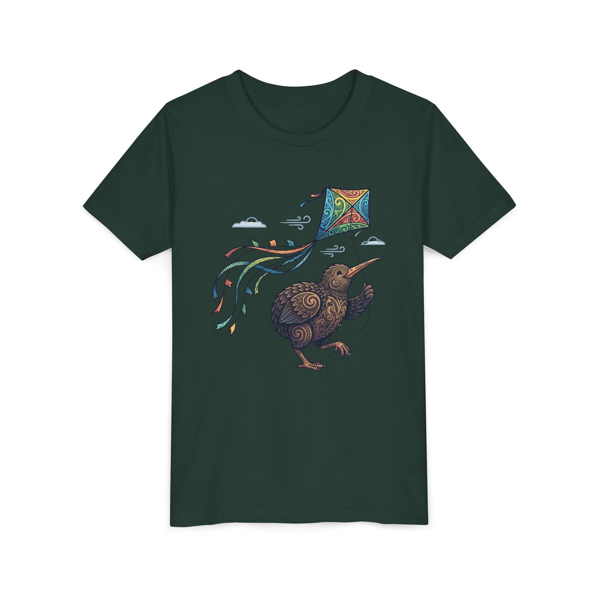 Kiwi Kite Kids Tee — Whimsical New Zealand Bird Graphic Youth Shirt