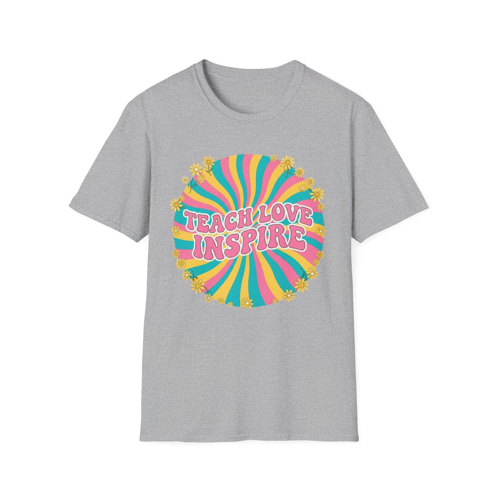 Teach Love Inspire Retro Rainbow T