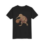 Kids Kiwi Basketball T‑Shirt — Cute Kiwi Bird Dribbling Graphic Tee