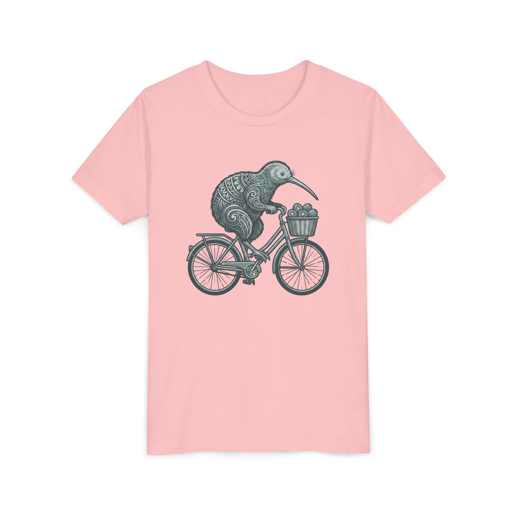 Kids Kiwi Bird Bicycle T‑Shirt – Cute Animal Cycling Graphic Tee for Children