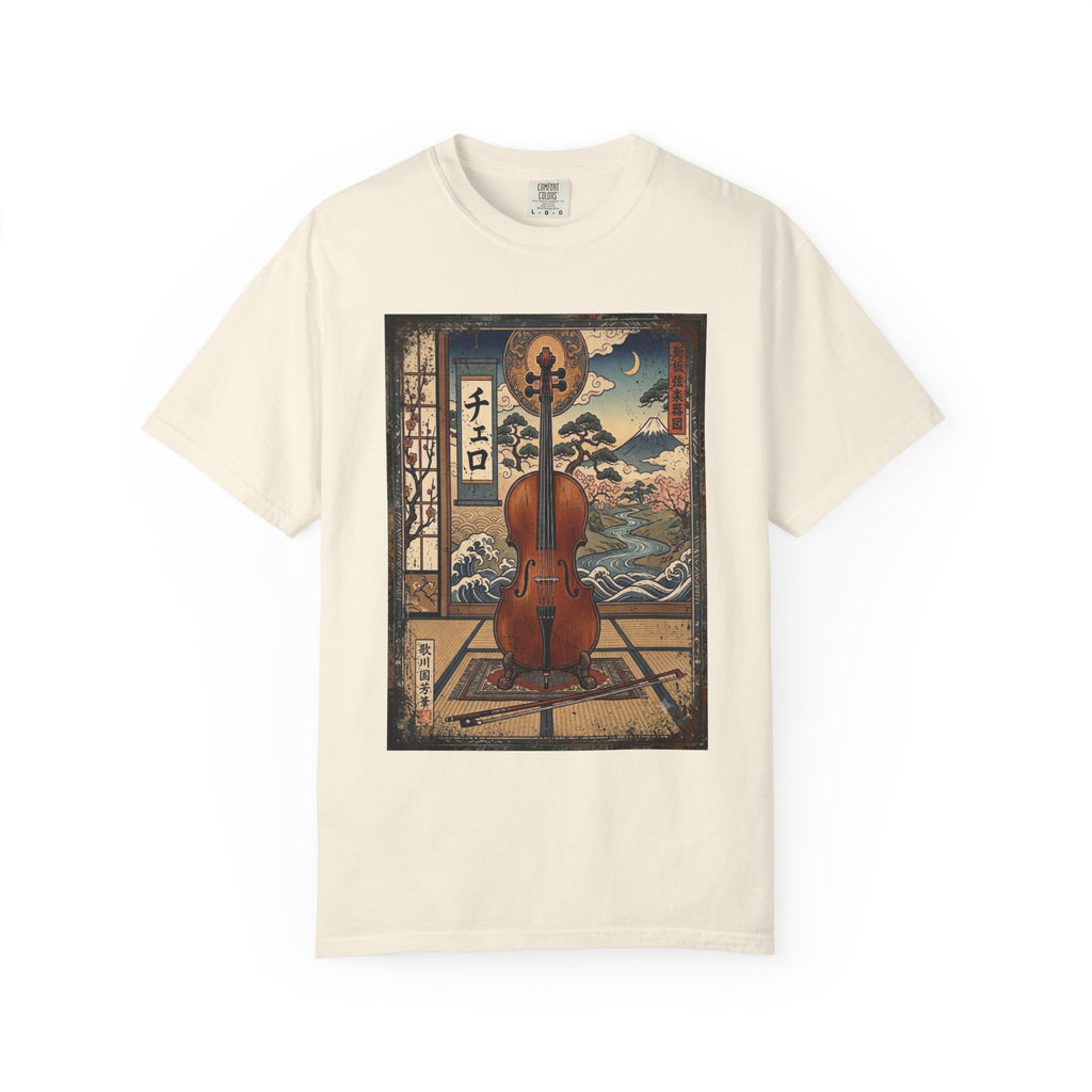 Ukiyo-e Cello Art T-Shirt - Japanese Woodblock Style