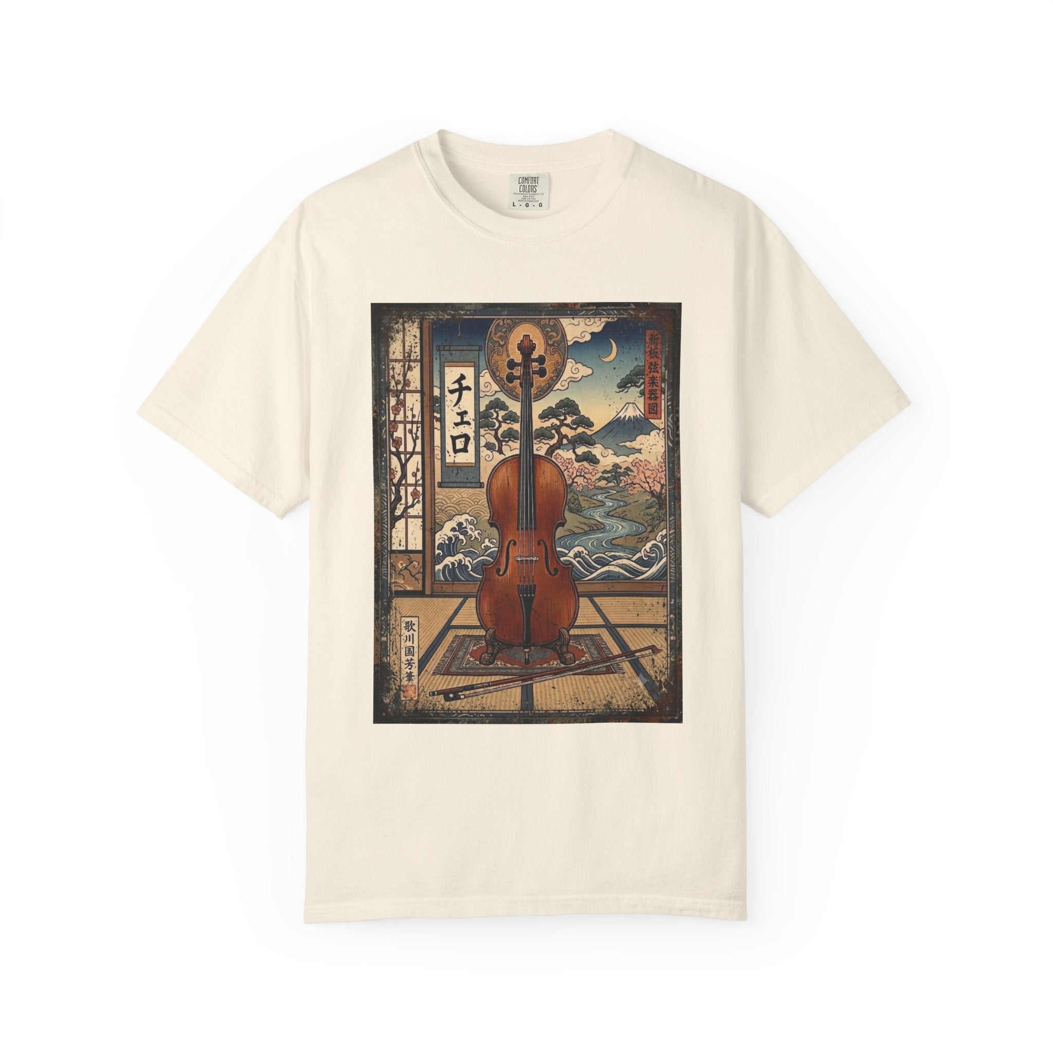 Ukiyo-e Cello Art T-Shirt - Japanese Woodblock Style