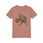 Kids Kiwi Basketball T‑Shirt — Cute Kiwi Bird Dribbling Graphic Tee