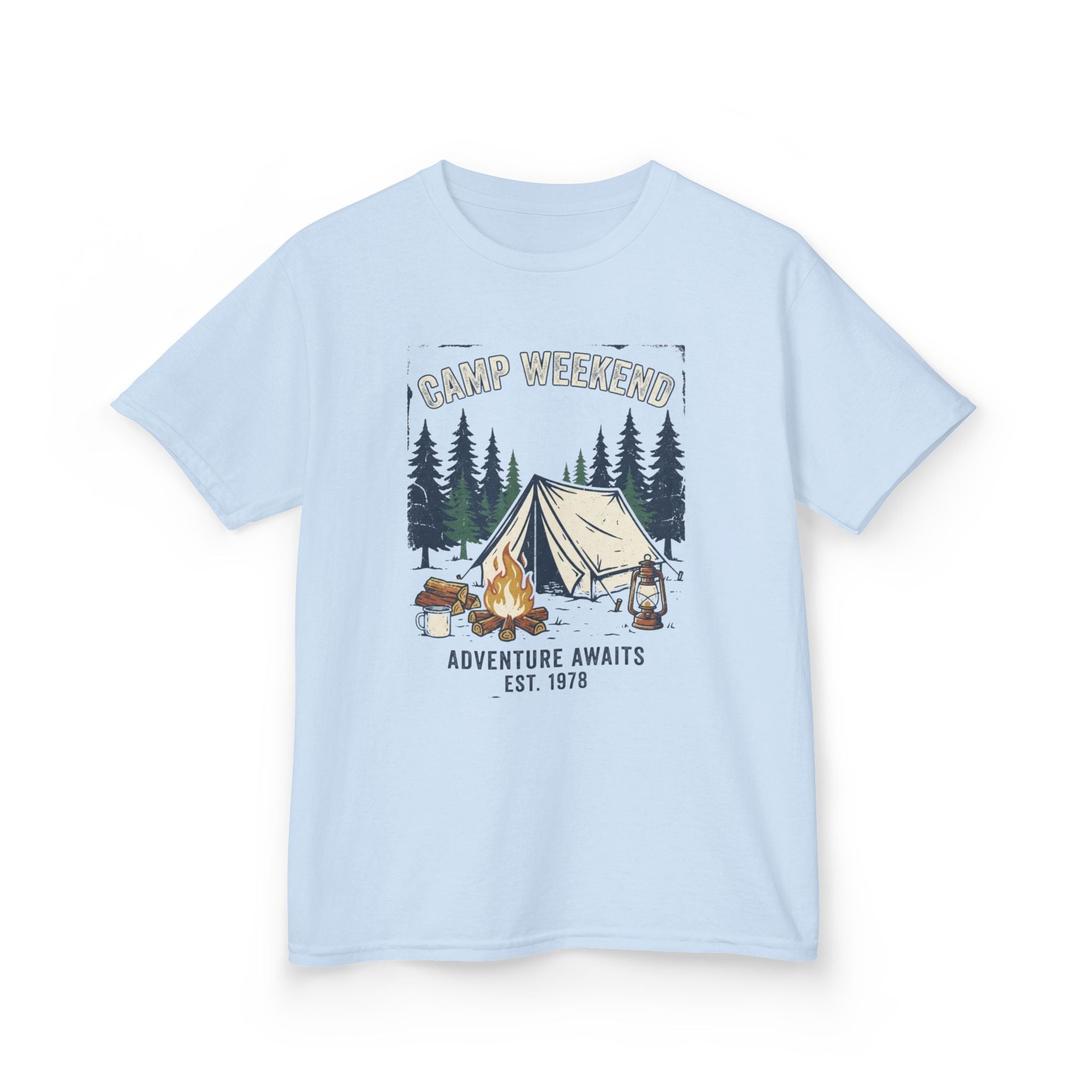 "Camp Weekend: Adventure Awaits" Kids Graphic Tee
