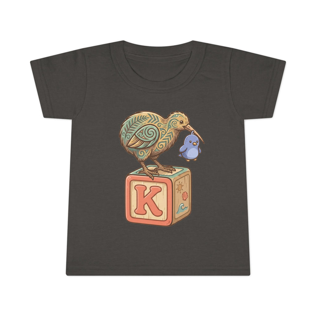 Toddler T-Shirt — Kiwi Bird on Block "K" Cute Baby Animal Tee