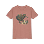 Youth Tee — Kiwi Bird & Sandcastle Kids T‑Shirt (Cute Beach Animal Design)