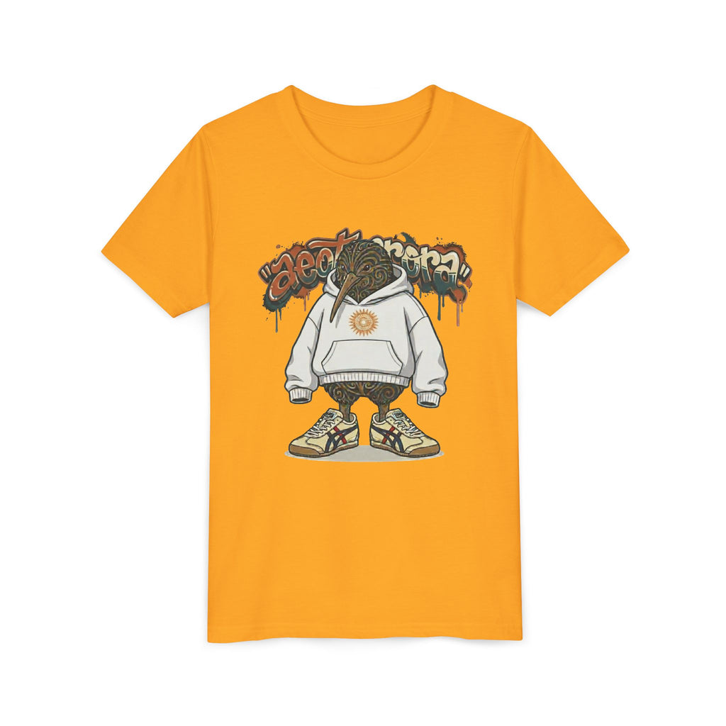 Youth Tee — Streetwear Kiwi Graphic "Aeotearora" Hoodie-Style Design