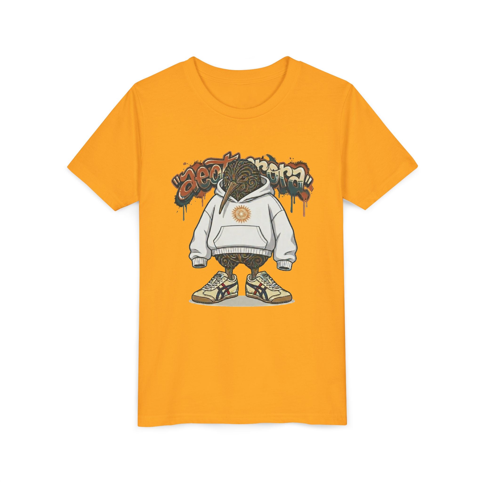 Youth Tee — Streetwear Kiwi Graphic "Aeotearora" Hoodie-Style Design