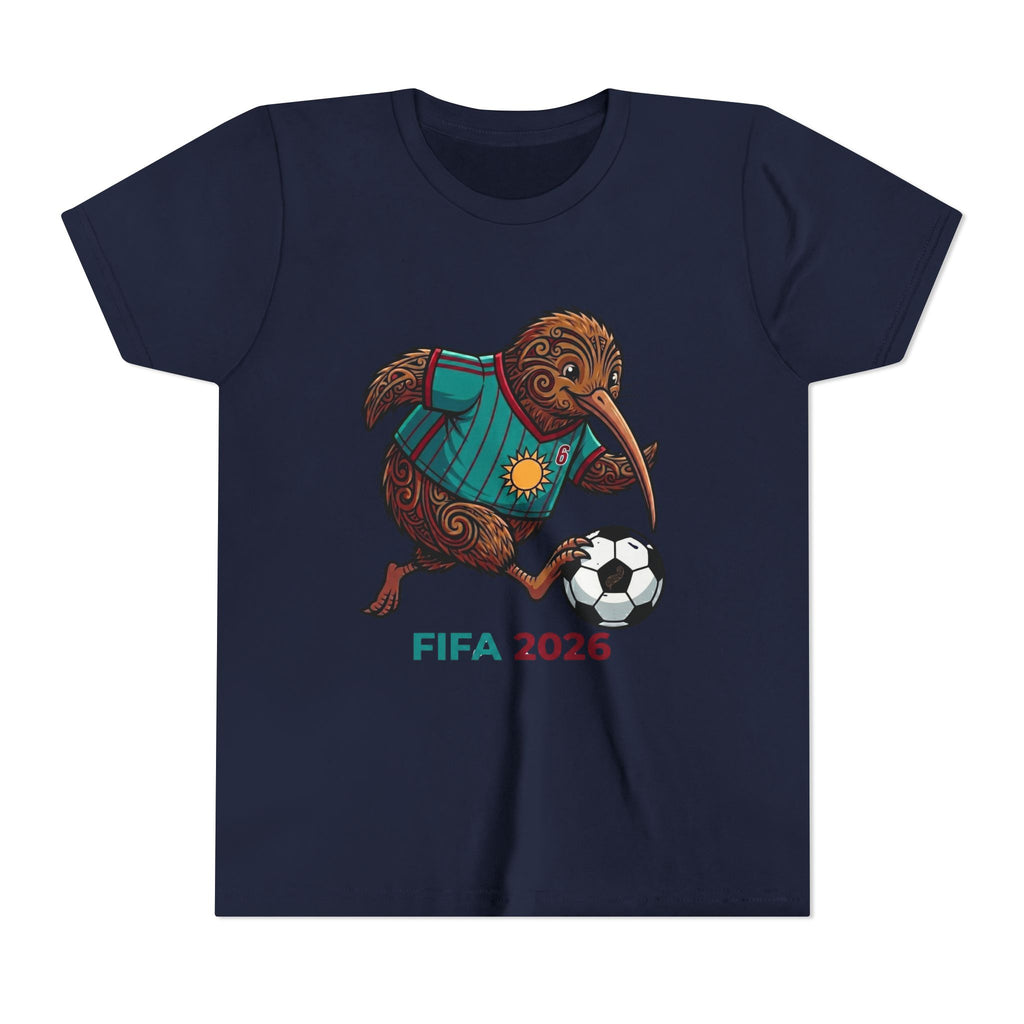 Youth Tee — Kiwi Soccer Player “FIFA 2026” Kids Football Shirt