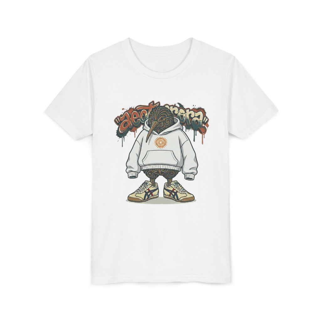 Youth Tee — Streetwear Kiwi Graphic "Aeotearora" Hoodie-Style Design