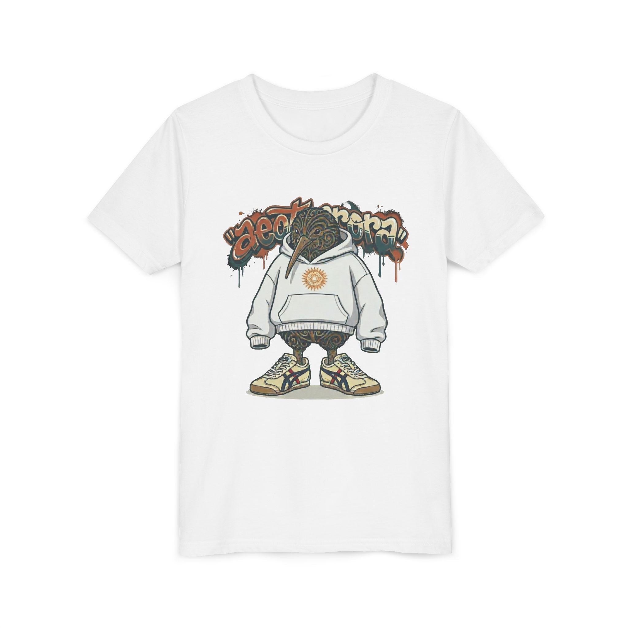 Youth Tee — Streetwear Kiwi Graphic "Aeotearora" Hoodie-Style Design