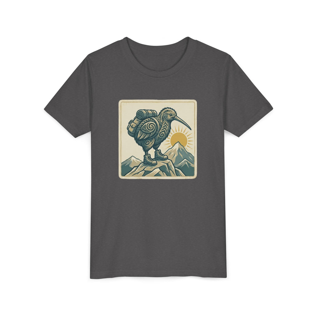Youth Tee — Kiwi Bird on Mountains Graphic Shirt