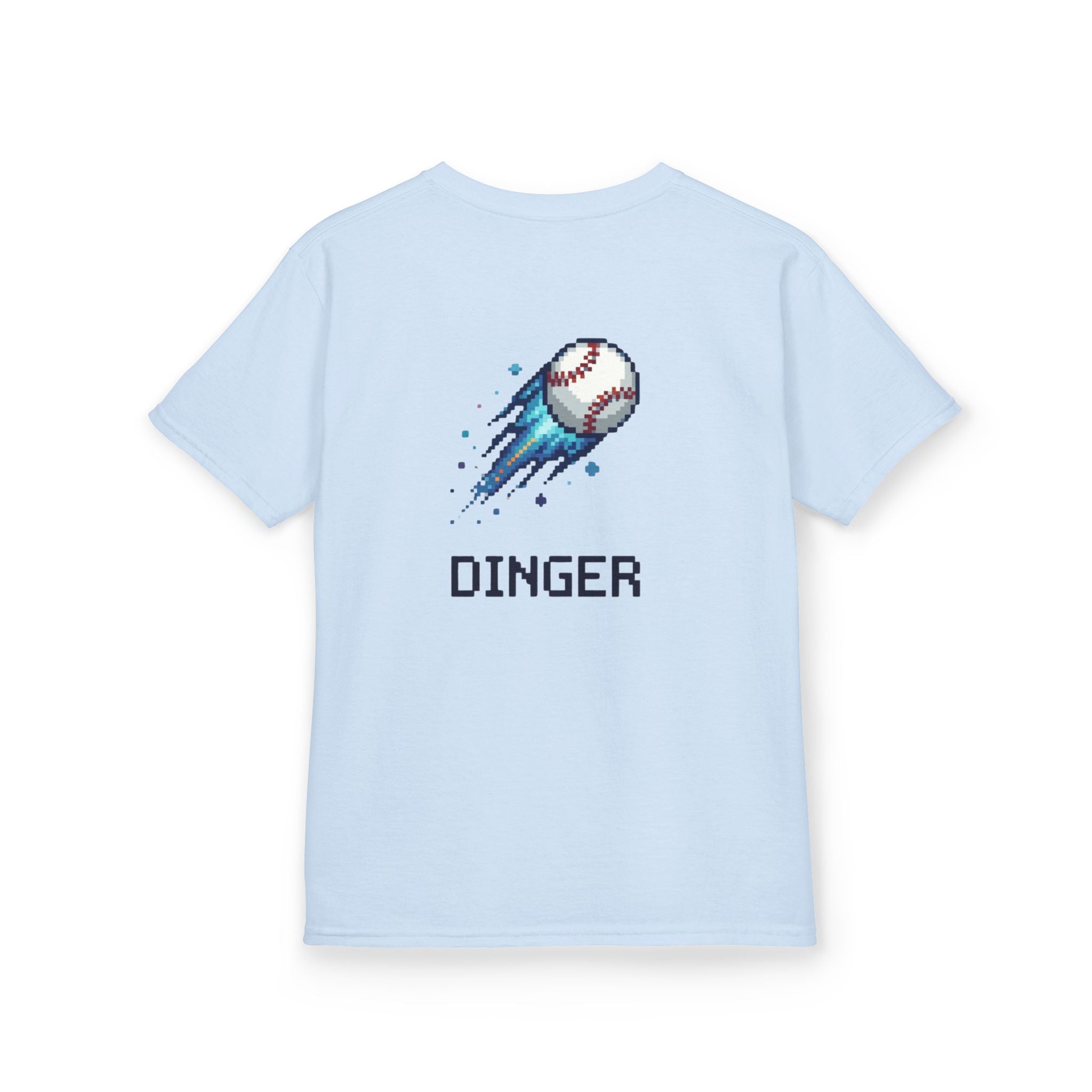 "Dinger" Pixel Art Baseball T-Shirt – Retro Gamer Baseball Tee