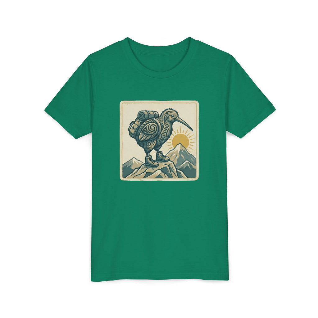 Youth Tee — Kiwi Bird on Mountains Graphic Shirt