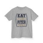 Kids Tee — "Eat Sleep Pitch Repeat" Baseball Shirt