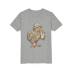 Youth Tee — Whimsical Kiwi Bird Drinking Bubble Tea Graphic