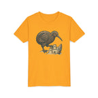 Youth Tee — Kiwi Bird & Sandcastle Kids T‑Shirt (Cute Beach Animal Design)