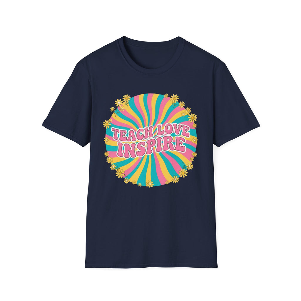 Teach Love Inspire Retro Rainbow T