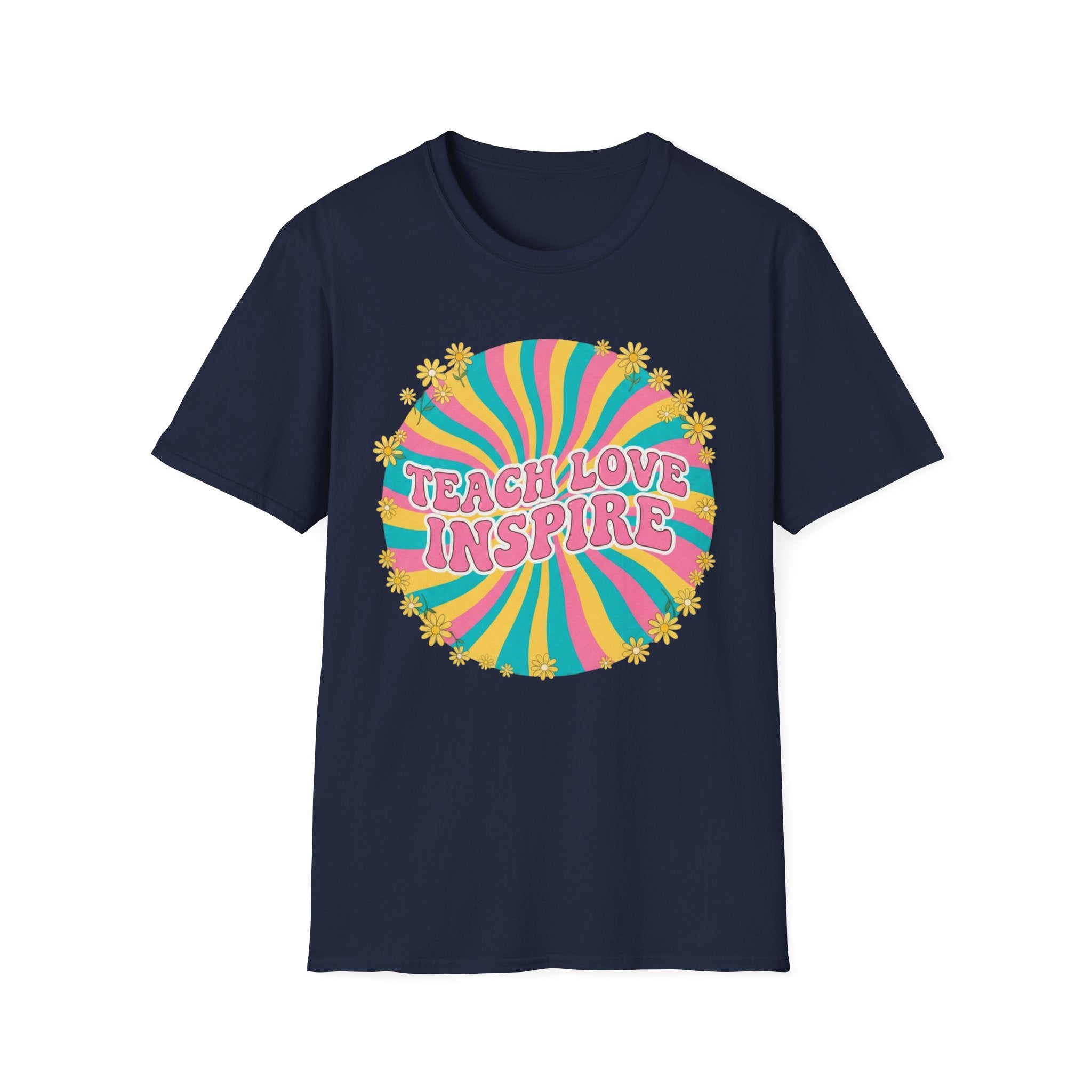 Teach Love Inspire Retro Rainbow T