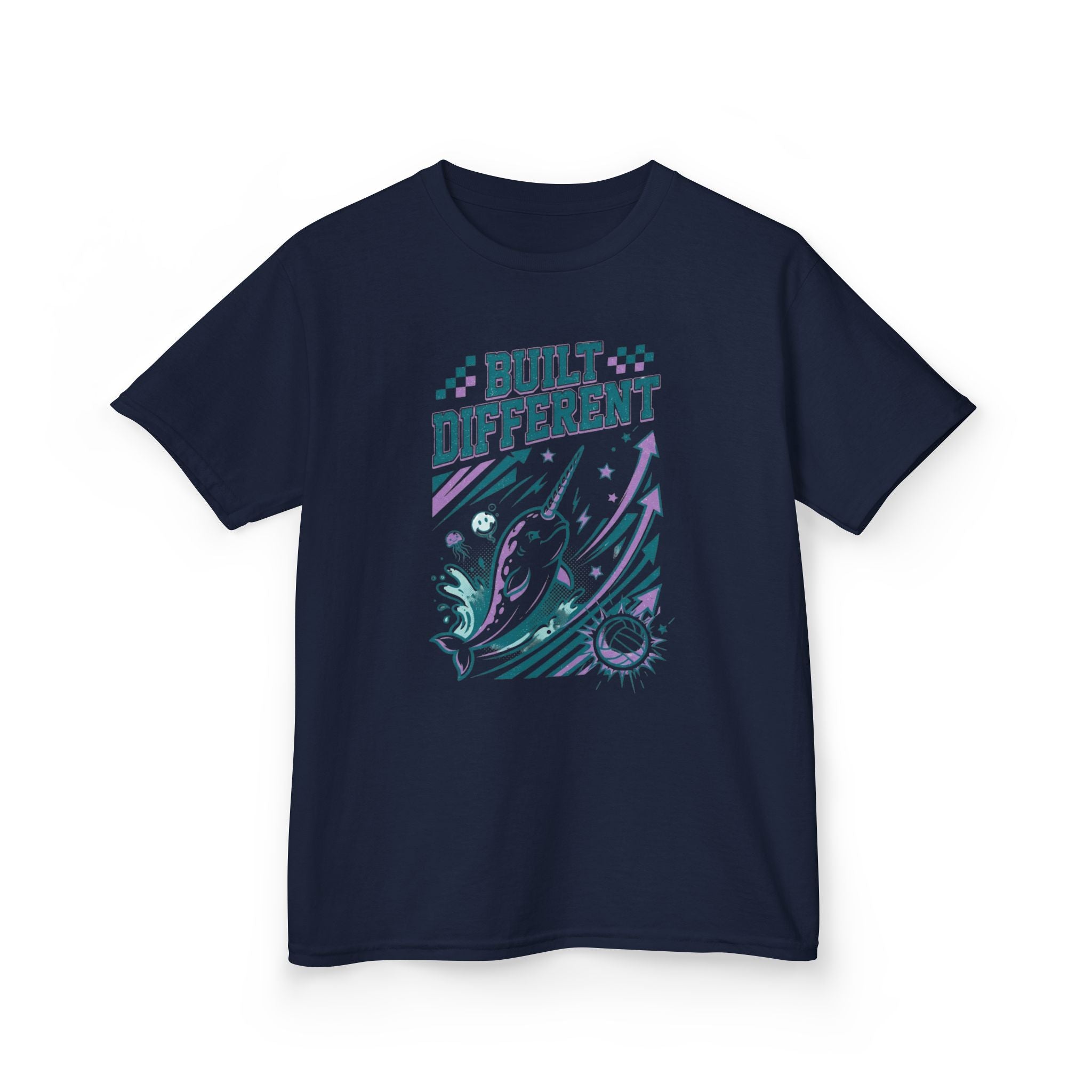 Kids T "Built Different" Narwhal Graphic Tee