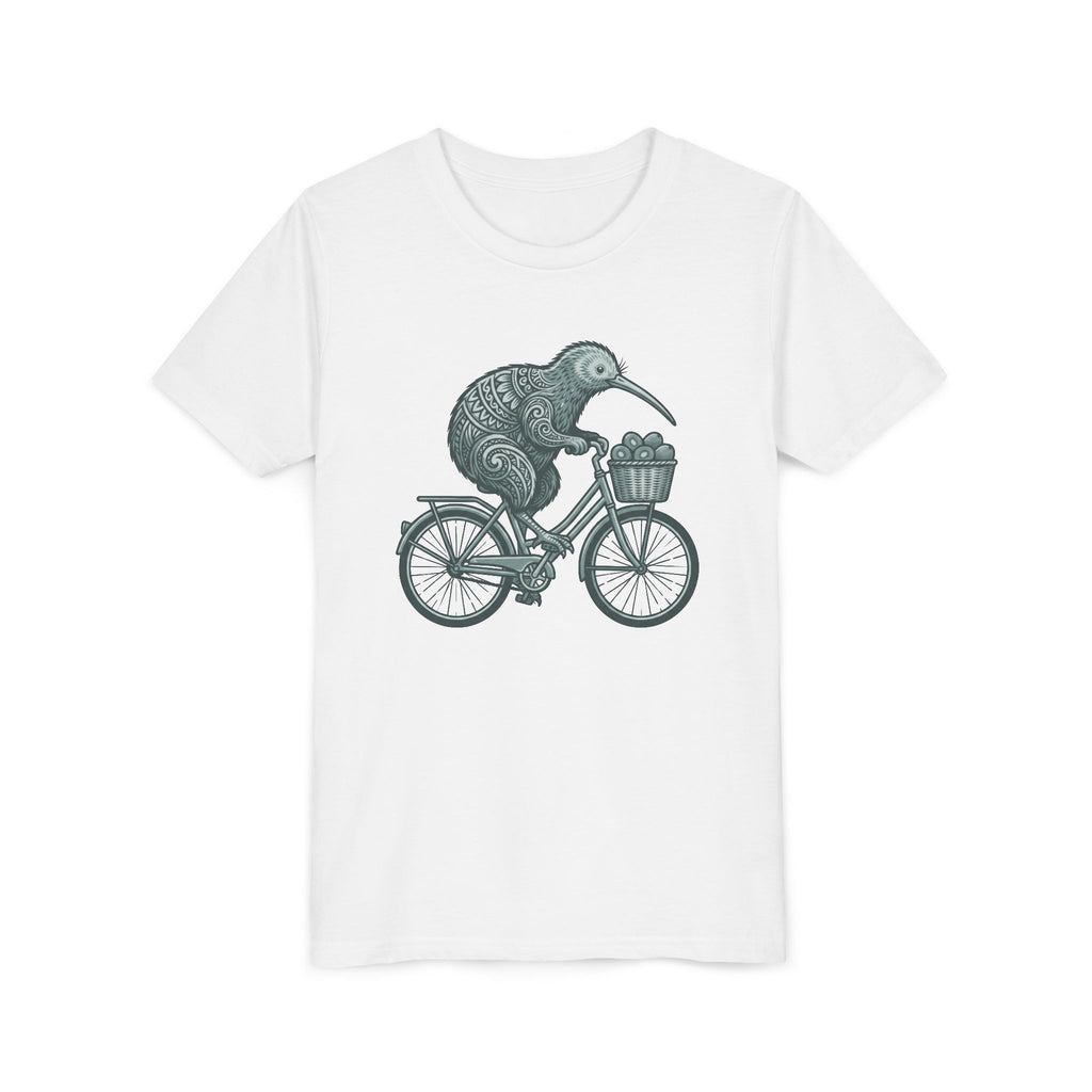 Kids Kiwi Bird Bicycle T‑Shirt – Cute Animal Cycling Graphic Tee for Children