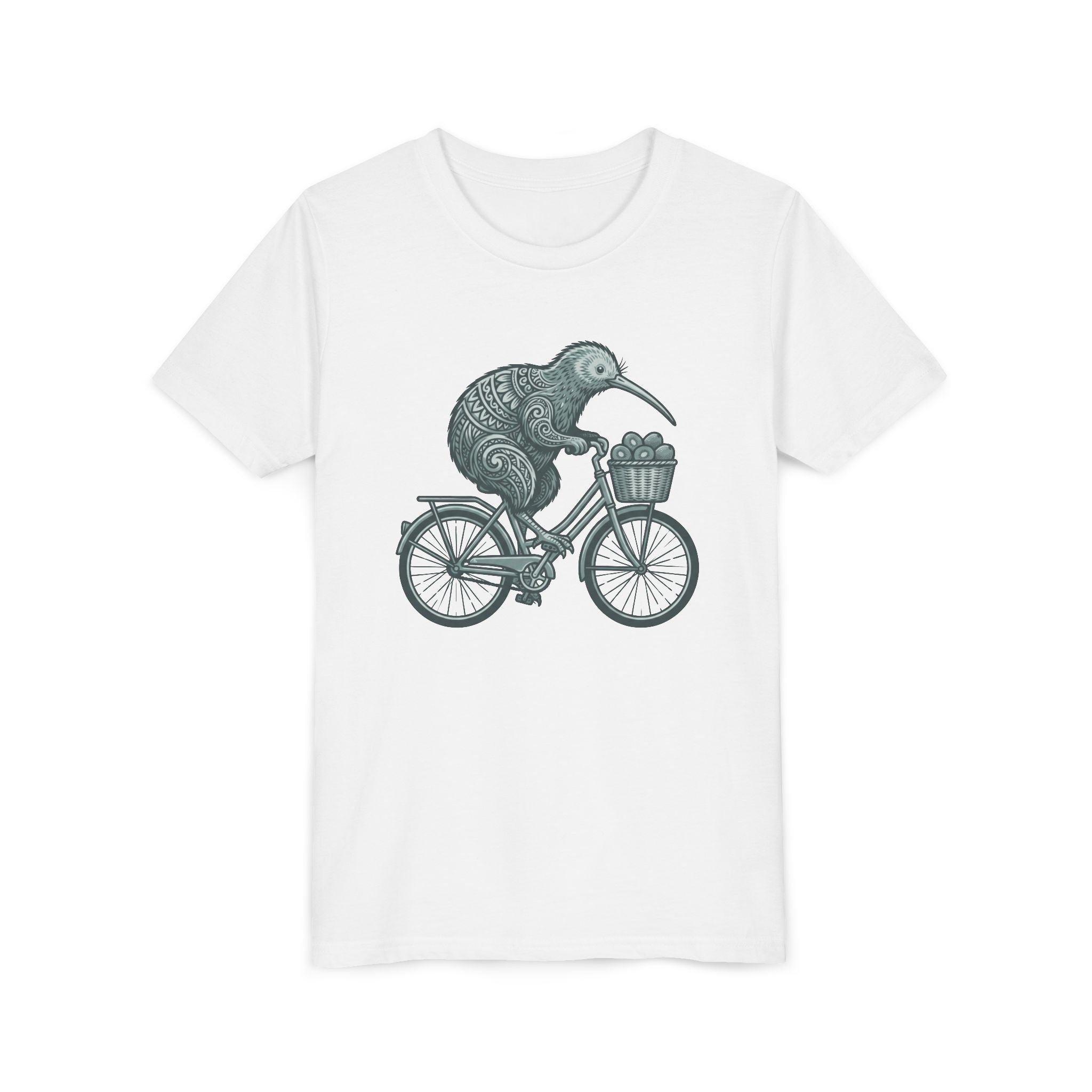 Kids Kiwi Bird Bicycle T‑Shirt – Cute Animal Cycling Graphic Tee for Children