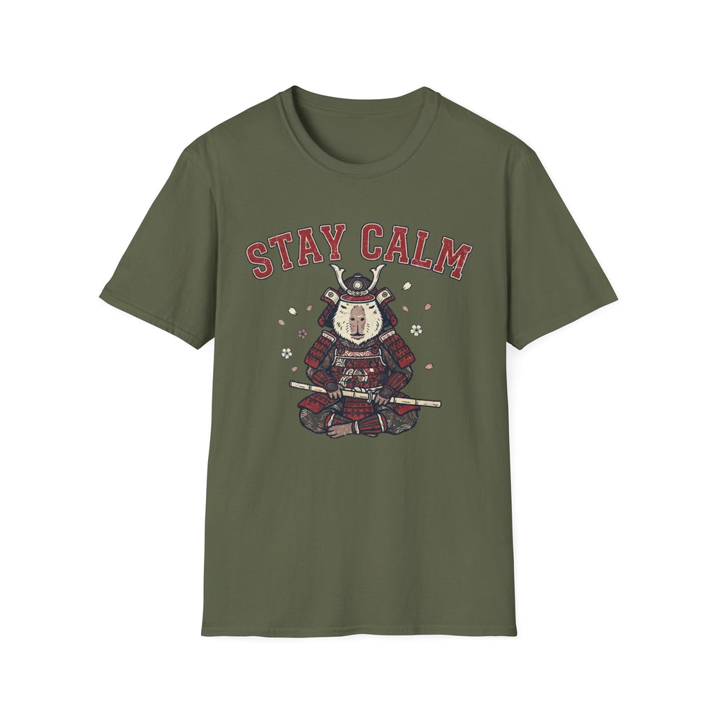 Stay Calm Capybara Samurai T + Adult Size