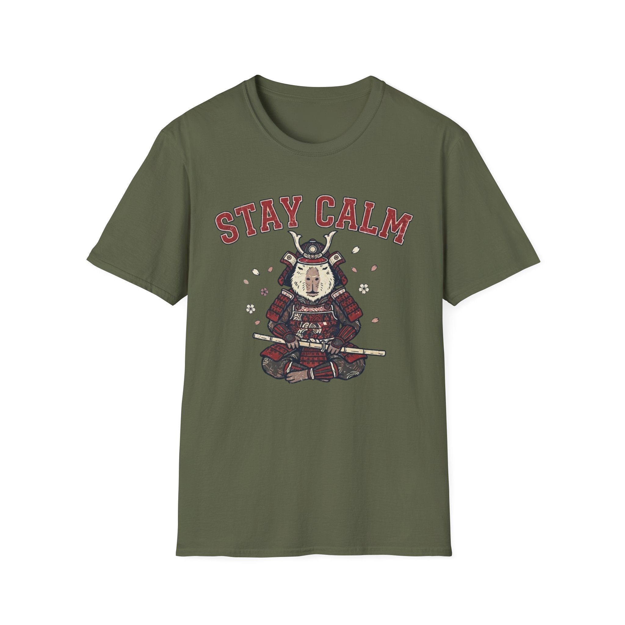 Stay Calm Capybara Samurai T + Adult Size
