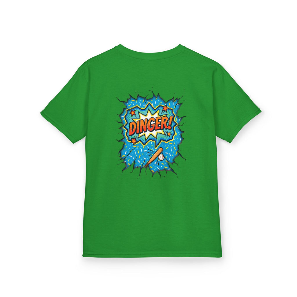 "Dinger!" Pixel Art Baseball T-Shirt – Double-Sided Sports Graphic Tee