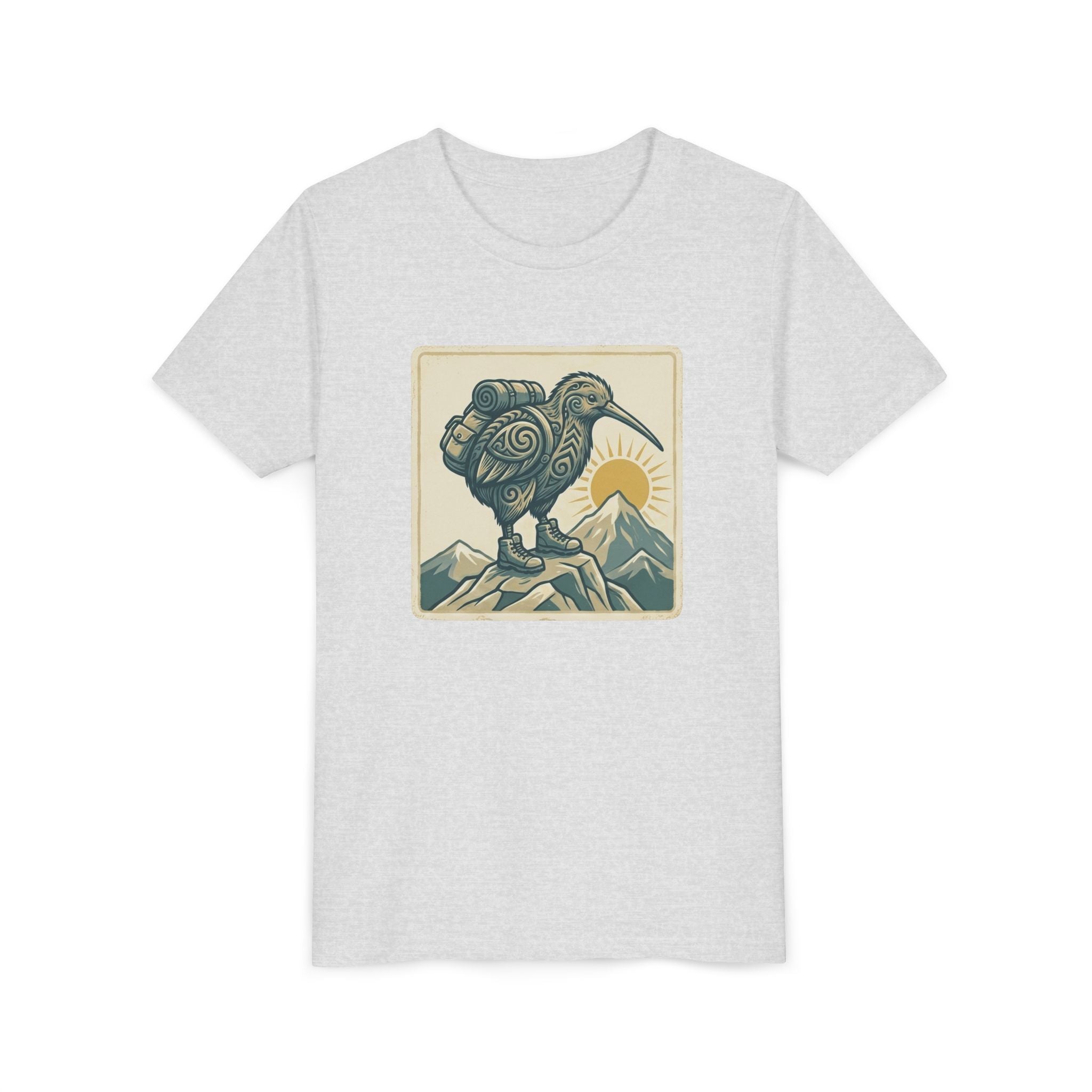 Youth Tee — Kiwi Bird on Mountains Graphic Shirt