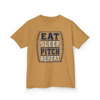 Kids Tee — "Eat Sleep Pitch Repeat" Baseball Shirt