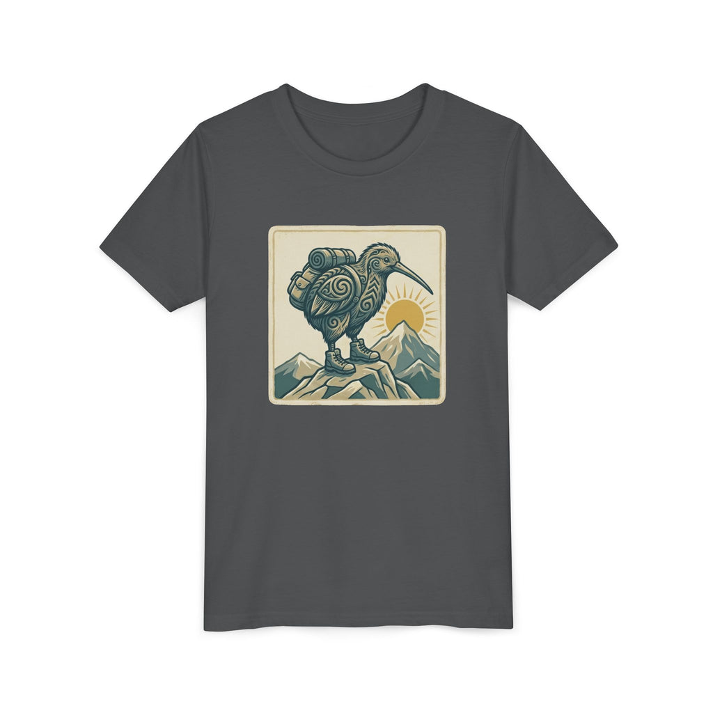 Youth Tee — Kiwi Bird on Mountains Graphic Shirt