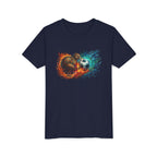 Youth Soccer Kiwi T‑Shirt — Fire & Water Soccer Ball Graphic Tee