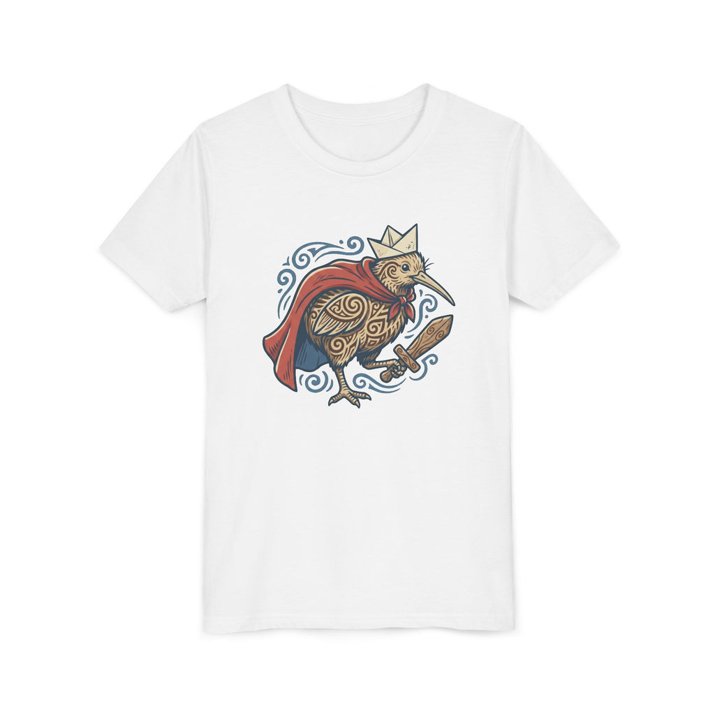 Royal Kiwi Youth T‑Shirt — Crowned Kiwi with Cape Kids Tee