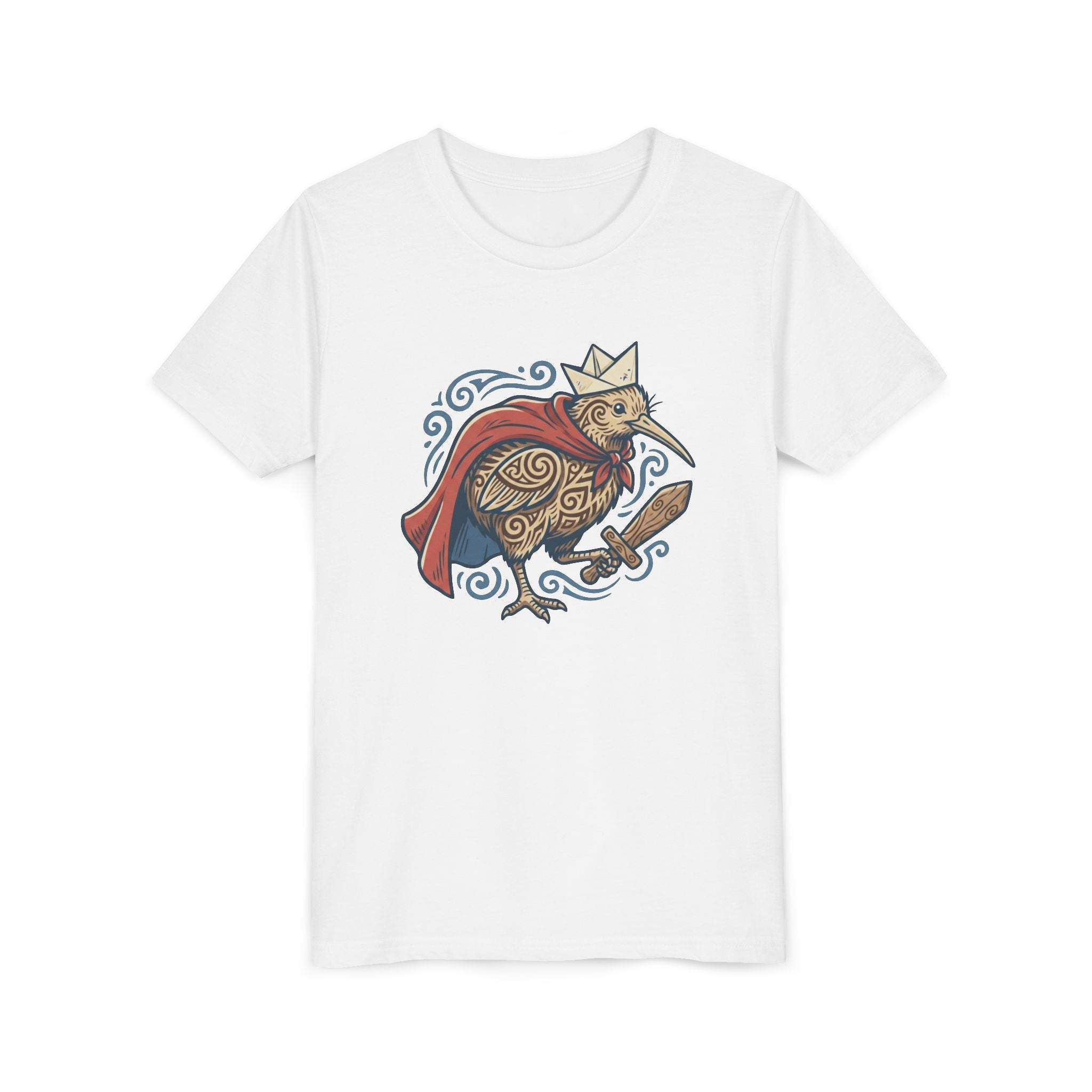Royal Kiwi Youth T‑Shirt — Crowned Kiwi with Cape Kids Tee