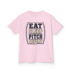 Kids Tee — "Eat Sleep Pitch Repeat" Baseball Shirt