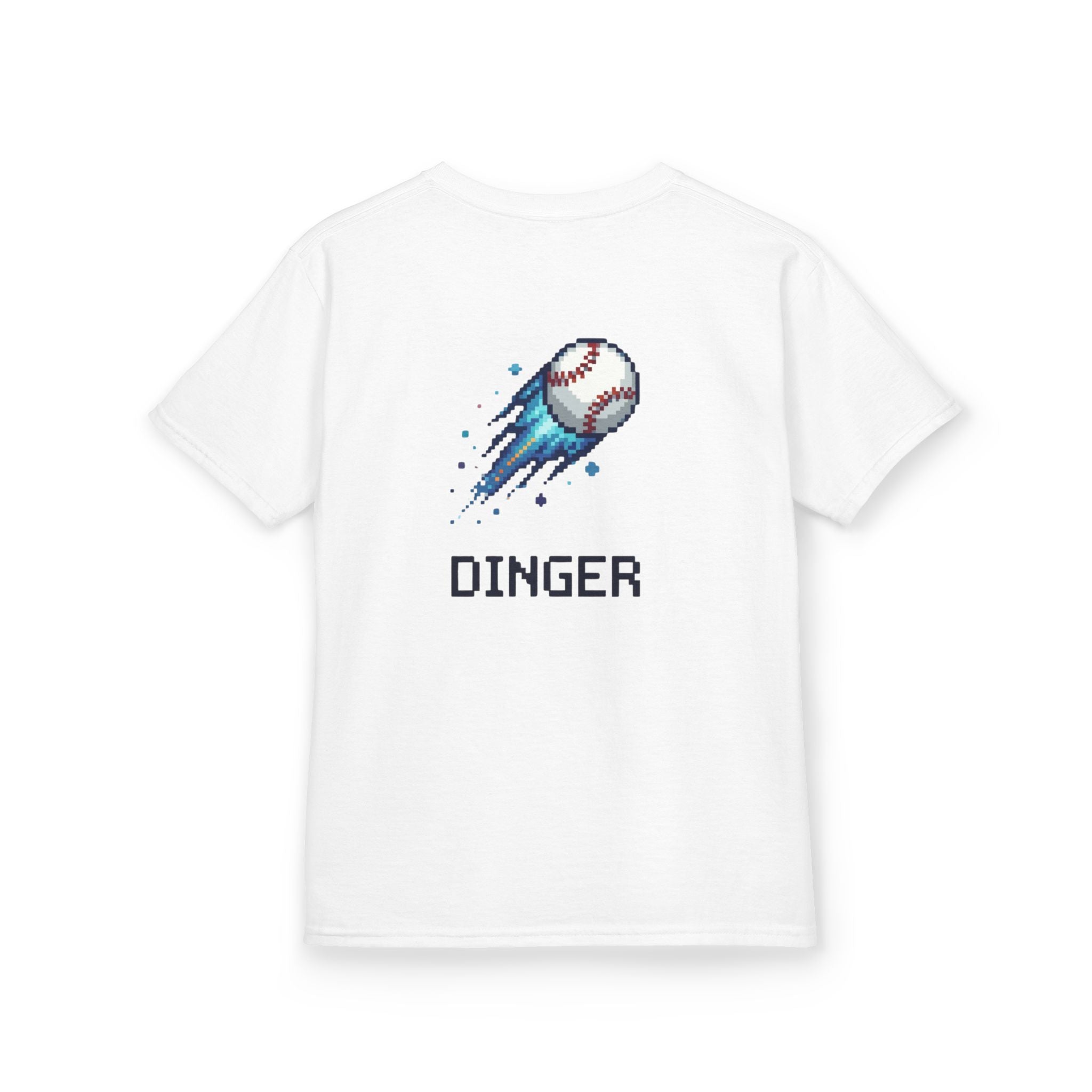 "Dinger" Pixel Art Baseball T-Shirt – Retro Gamer Baseball Tee