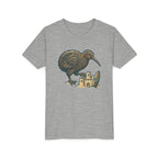 Youth Tee — Kiwi Bird & Sandcastle Kids T‑Shirt (Cute Beach Animal Design)