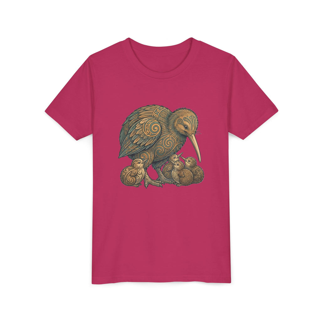Kiwi Bird Momma & Babies Kids T‑Shirt — Whimsical Kiwi & Chicks Youth Tee