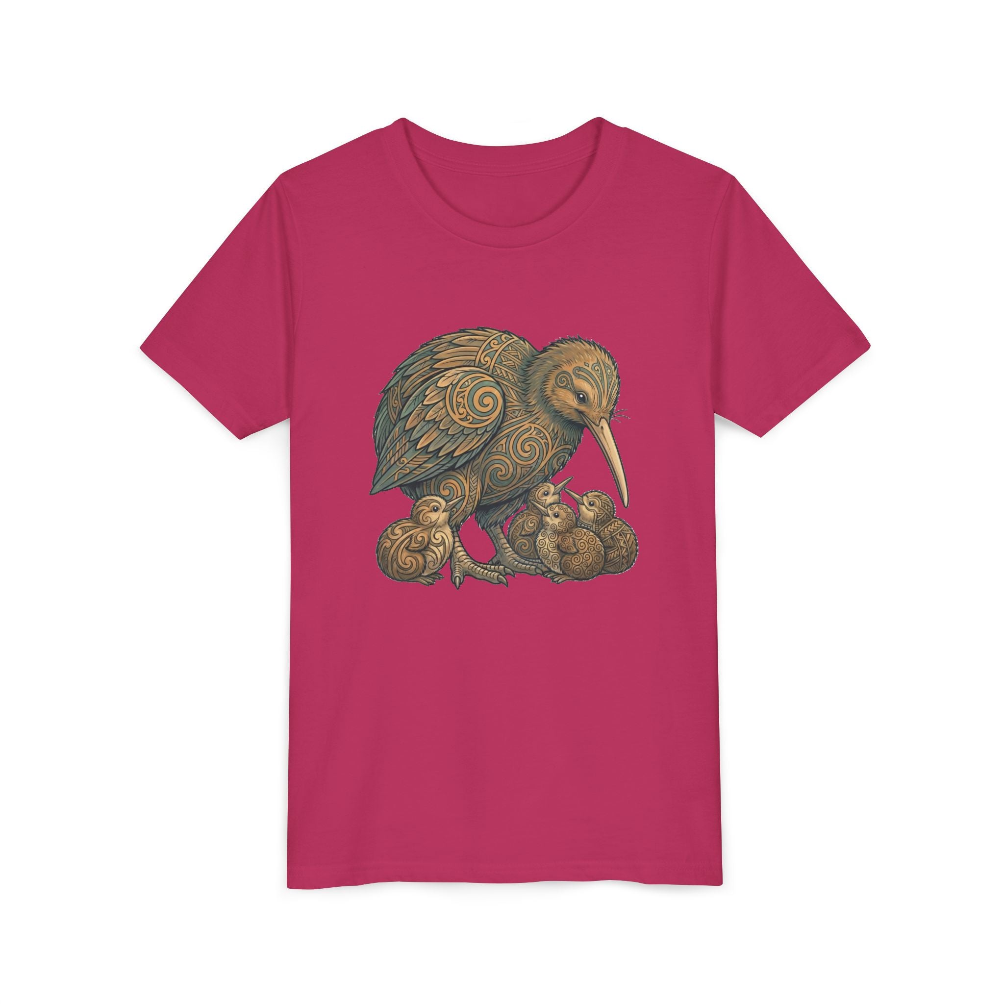 Kiwi Bird Momma & Babies Kids T‑Shirt — Whimsical Kiwi & Chicks Youth Tee
