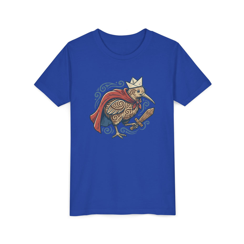 Royal Kiwi Youth T‑Shirt — Crowned Kiwi with Cape Kids Tee
