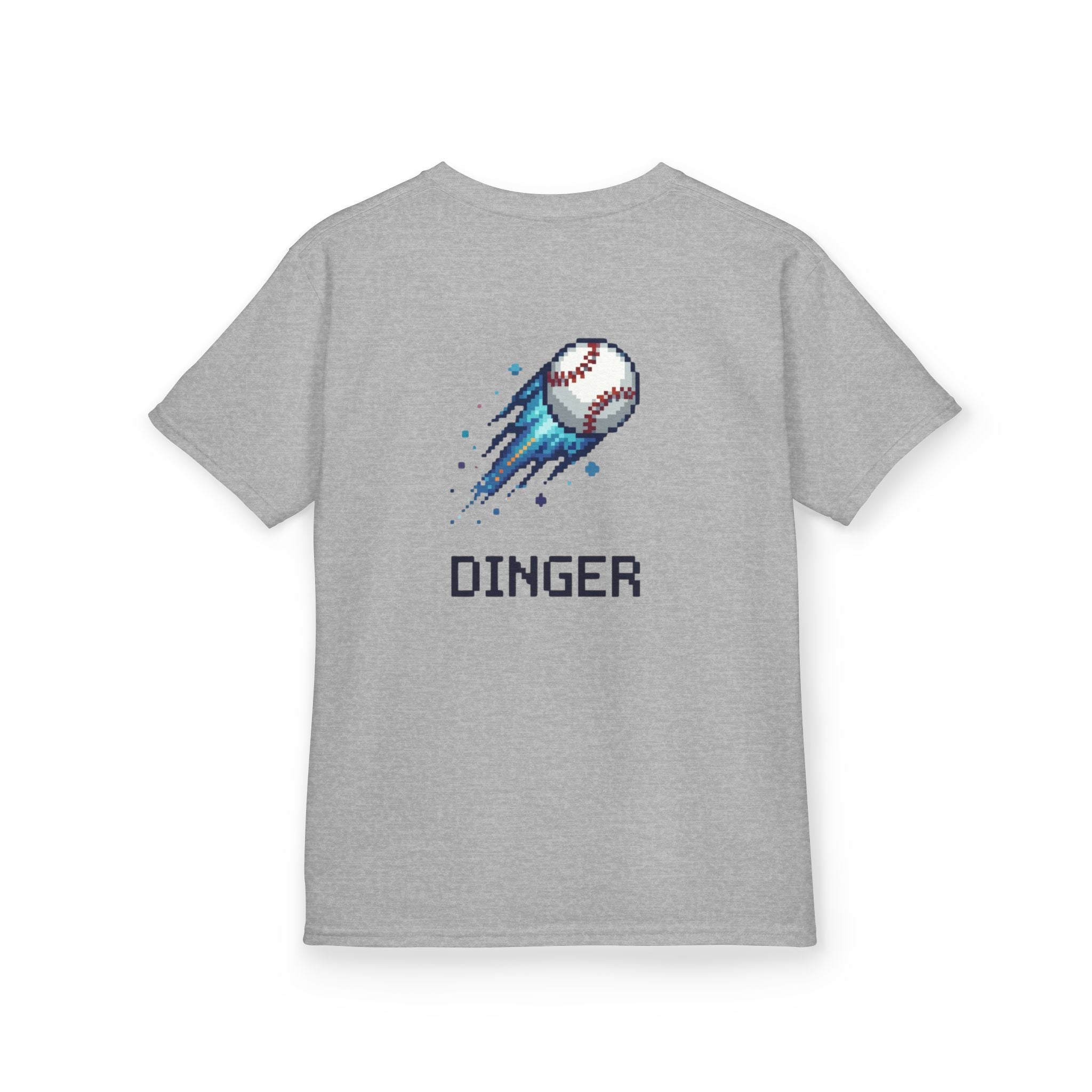 "Dinger" Pixel Art Baseball T-Shirt – Retro Gamer Baseball Tee