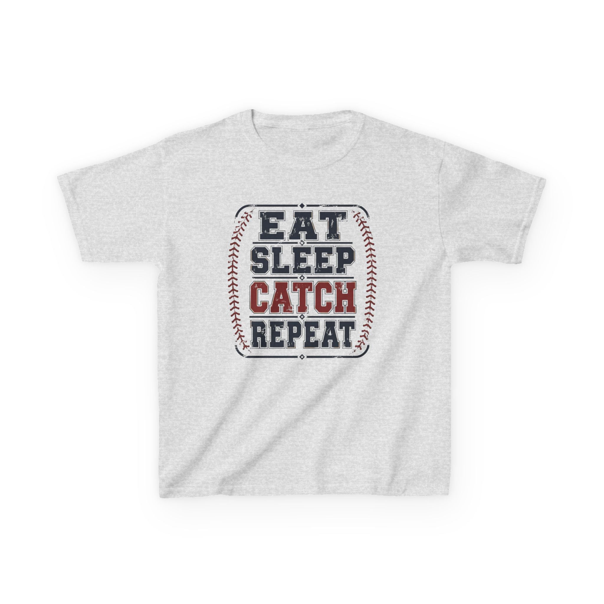 Kids 'Eat Sleep Catch Repeat' Baseball T‑Shirt
