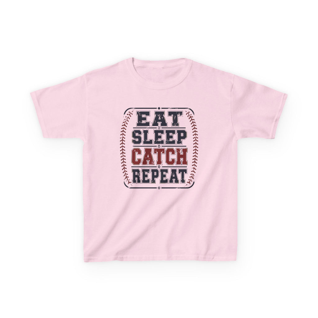 Kids 'Eat Sleep Catch Repeat' Baseball T‑Shirt