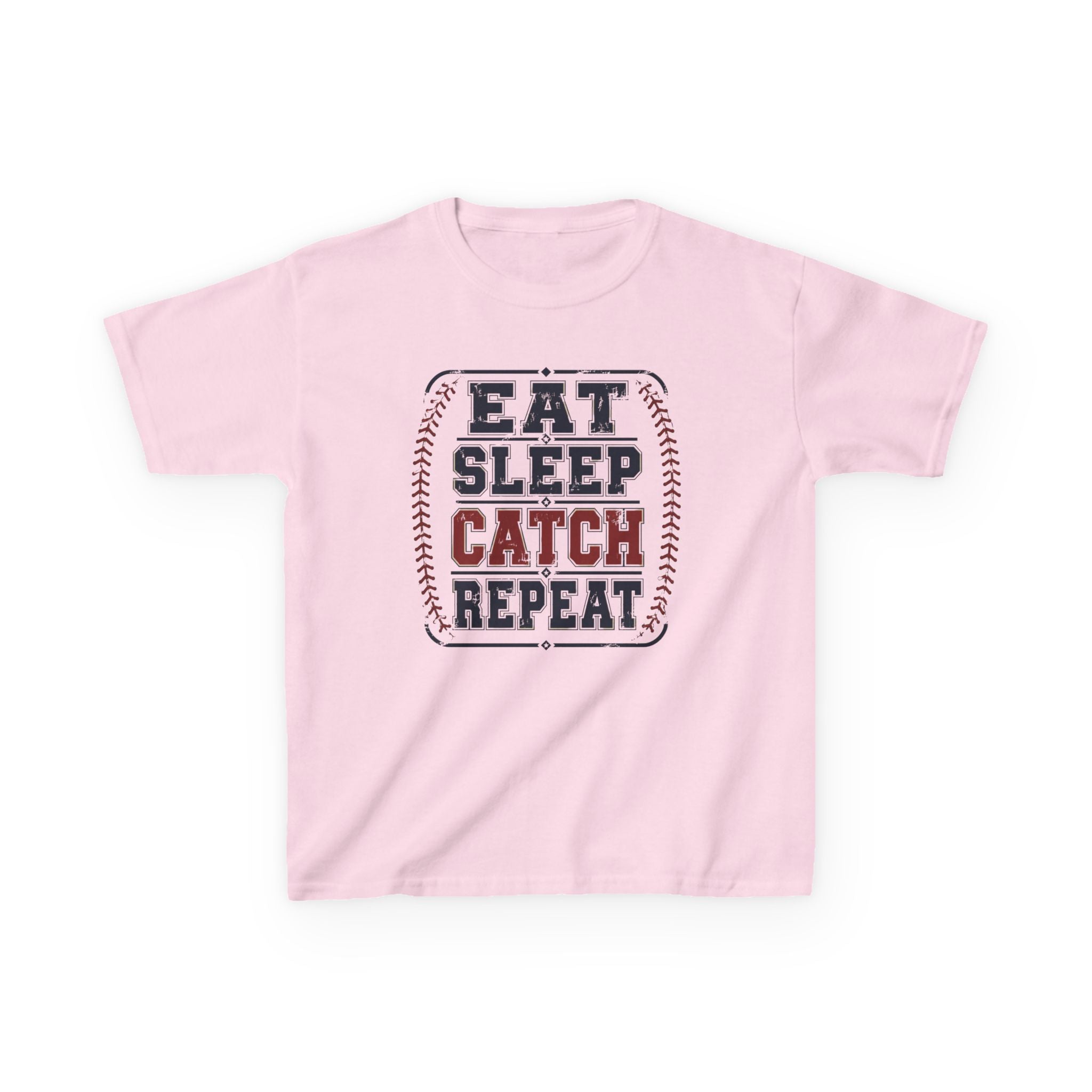 Kids 'Eat Sleep Catch Repeat' Baseball T‑Shirt