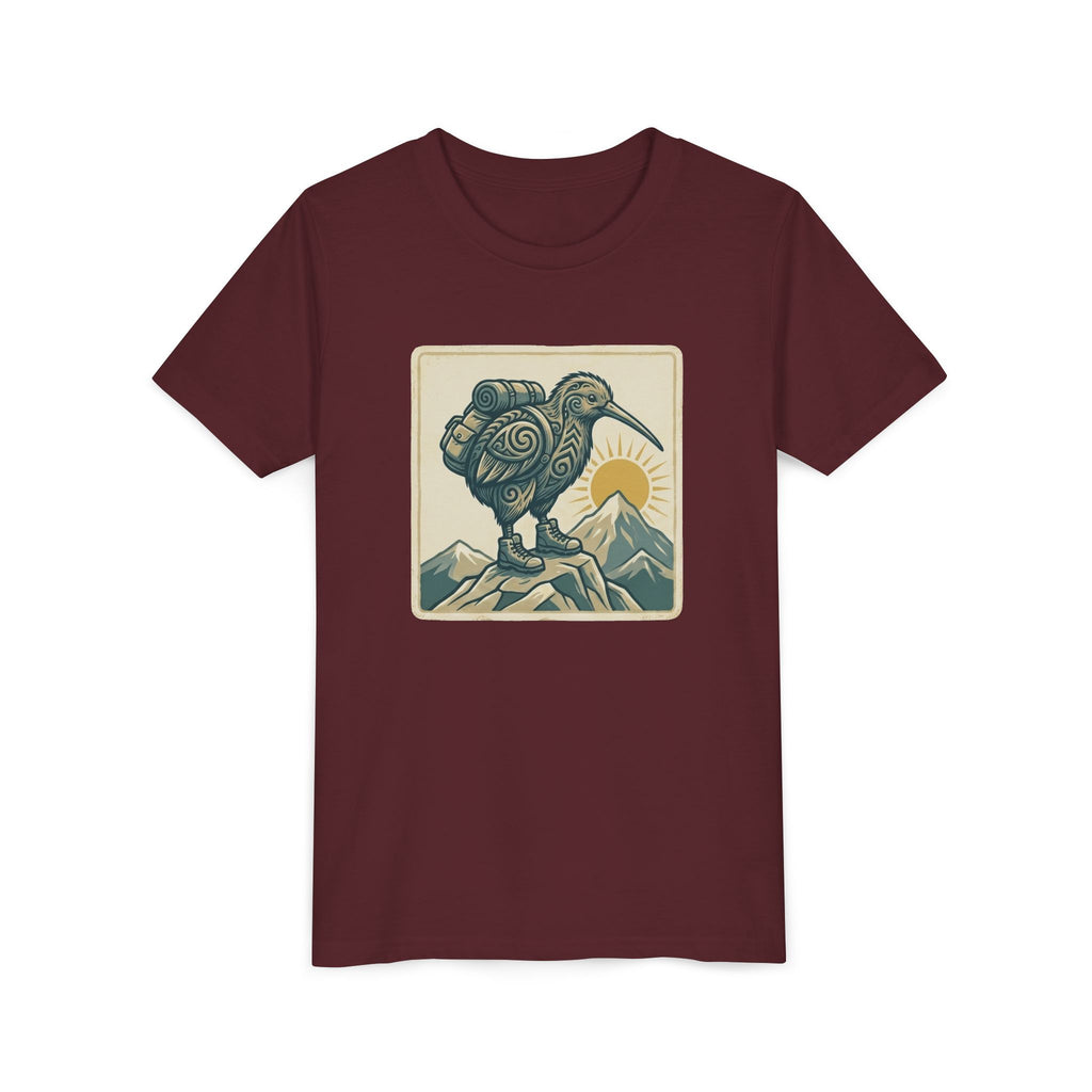 Youth Tee — Kiwi Bird on Mountains Graphic Shirt