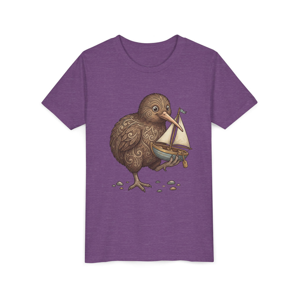 Youth T‑Shirt — Cute Kiwi Bird Holding Toy Sailboat Kids Tee